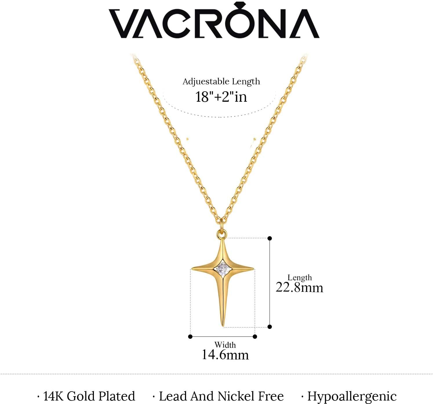 VACRONA 14K Gold Plated Necklace for Women Dainty Cute Cross | Flower | Lotus | Round Coin | Key Charm Pendant Necklace Gold Jewelry Trendy - Image 6