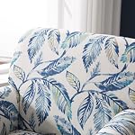 Living Room Accent Chair Linen Upholstered Reading Chair with Arms Small Sofa Chair for Lounge Bedroom Corner Nook Dorm Blue Pattern
