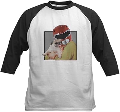 CafePress Power Rangers Red Ranger Cud Kids Baseball T Shirt Kids Cotton Baseball Jersey, 3/4 Raglan Sleeve Shirt