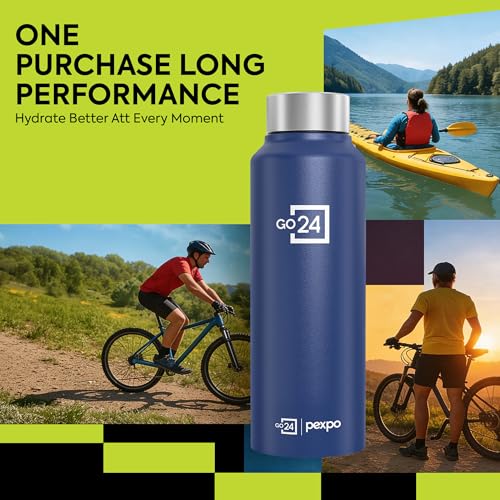 Image of Chromo ISI Certified Stainless Steel Sports /Fridge Water Bottle 750ml, Denim Blue Pack of 2 | Eco Friendly | BPA Free | Water Bottle for Office, Gym, School, Yoga, Trekking, Men, Women