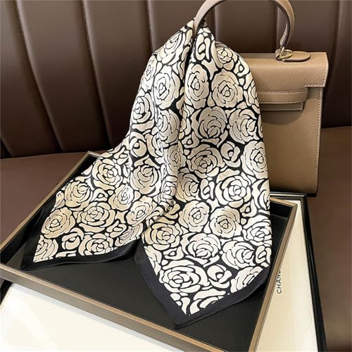 CYian Silk Feeling Head Scarf Fashion Square Neck Scarf for Women Lightweight Hair Bandanas Scarf for Handbags Hair Scarves4