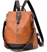 Wishliker Sacs à Main Portés Dos Femme Etanche Antivol,Brun