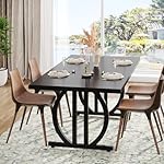 LITTLE TREE Modern Dining Table for 4-6 People, 63" Large Rectangular Kitchen Table with Geometric Legs, Unique Dinner Table Kitchen & Dining Room Furniture - Image 4