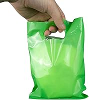 Vista 4 de ysmile - Bolsa de plástico verde para mercancías para pequeñas empresas, bolsa de compras con asa, bolsa de regalo para venta al por menor