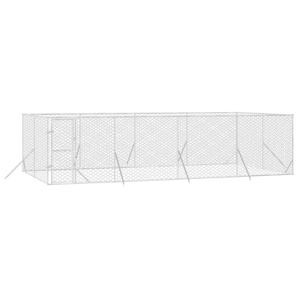 Outdoor-Hundezwinger Silbern 8x4x2 m aus verzinktem Stahl - Grosser Welpenauslauf und Freigehege Fuer Hunde Kleintiere Huehner Kaninchen - Robustes Aussengehege mit Tuer