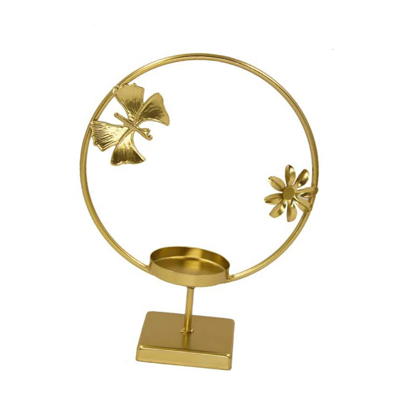 Tsophreniq European Floral Butterfly Metal Holder Iron Tealight Stand Round Candlesticks Desktop Decoration Living Room Bedroom Decors