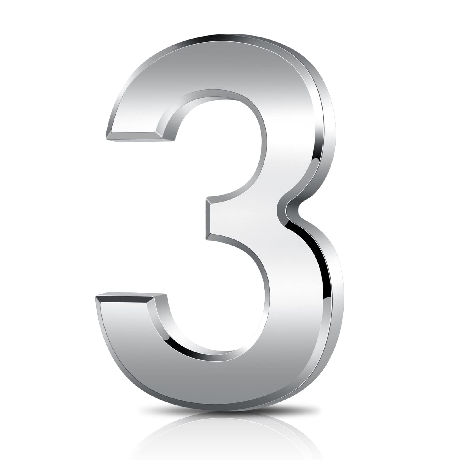 3 Inch Door Numbers, 3D Self Adhesive Mailbox Numbers 0-9, Address Numbers Waterproof House Numbers Street Number Stickers for House Mailbox Apartment Hotel Courtyard Cafe, Silver (Silver3)