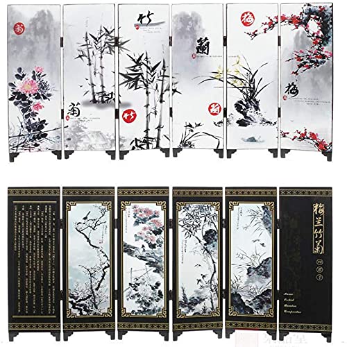 Mini paravent pliable pour peinture antique chinoise Décoration de bureau Ornements antiques Laque Mini Panneau de séparation Arts Cadeaux Art chinois...