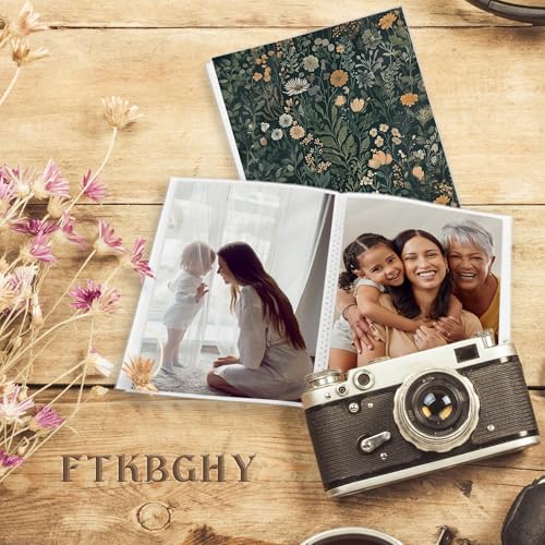 Image of Floral Photo Album 4x6, Dark Cottagecore Floral Botanical 18 Pockets Small Picture Memory Book Photo Album Keepsake for Graduation Wedding Anniversary Travel Vacation