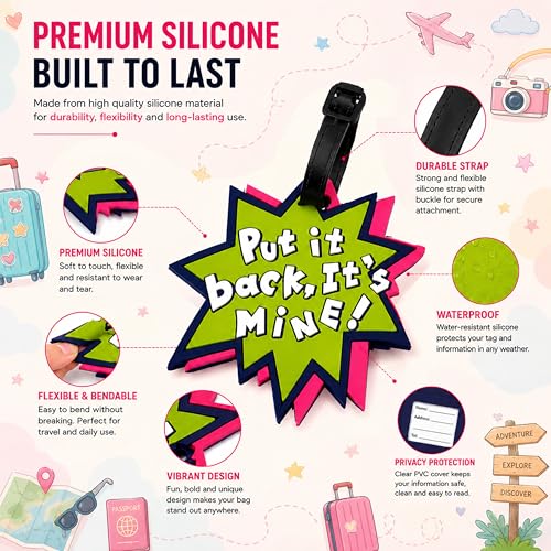 Image of Storite 2 Pk PVC Luggage /Bag /Travel ID Label Tags (Multicolor) | for Suitcase & School Bags Identifier Name Address Label with Plastic Strap