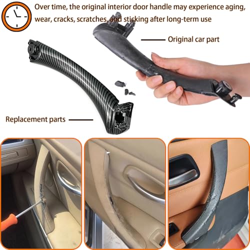CHUANGHUI Car Door Handle Compatible with BMW 3 Series E90 E91 2006-2012 Interior Door Pull Handles Replace Cover Assembly for 323i 325i 328i 330i 335i (Carbon Fiber Color) by CHUANGHUI - Image 2