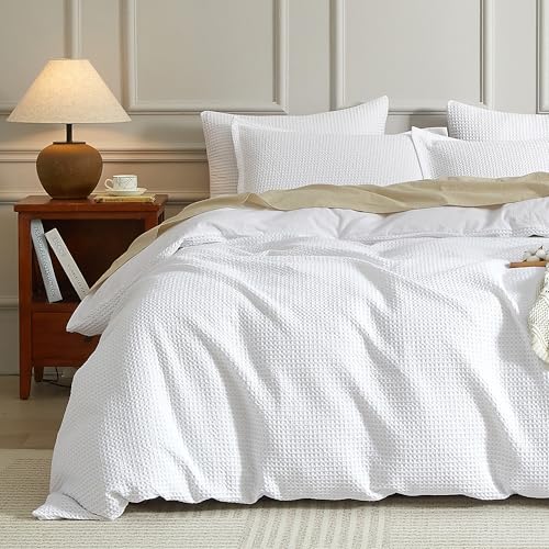 SE SOFTEXLY Waffle Duvet Cover King, 100% Cotton...