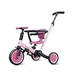 newyoo Tricycle for Toddlers 1-3, Toddler Bike, 5 in 1 Trike with Push Handle, Christmas and Birthday Gift and Toy for Girls, Convert to Baby Balance Bike, Pink, TR008