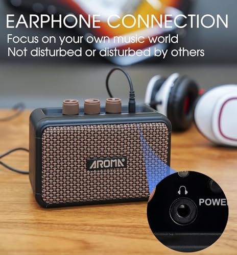 Image of M-VAVE Mini Electric Guitar Amplifier: 5W Portable with Bluetooth 5.3, 2 Channels (Clean /Overdrive), 7h Rechargeable Battery - Professional Sound for Home Practice, Travel and Jam Sessions
