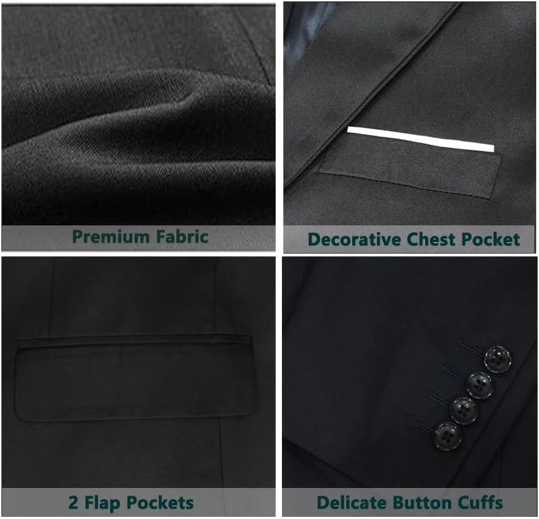 Men's Suits Regular Fit 2 Piece one Button Blazer Pants Set Formal Wedding Prom Tuxedo Suits - Image 6
