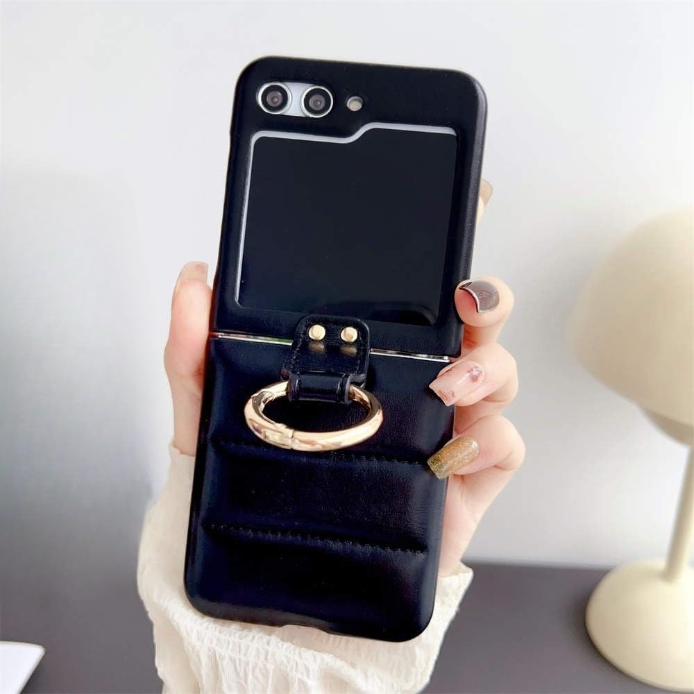 Funda Mate con Anillo para Samsung Galaxy Z Flip 3, 4, 5 y 5G, Color Negro