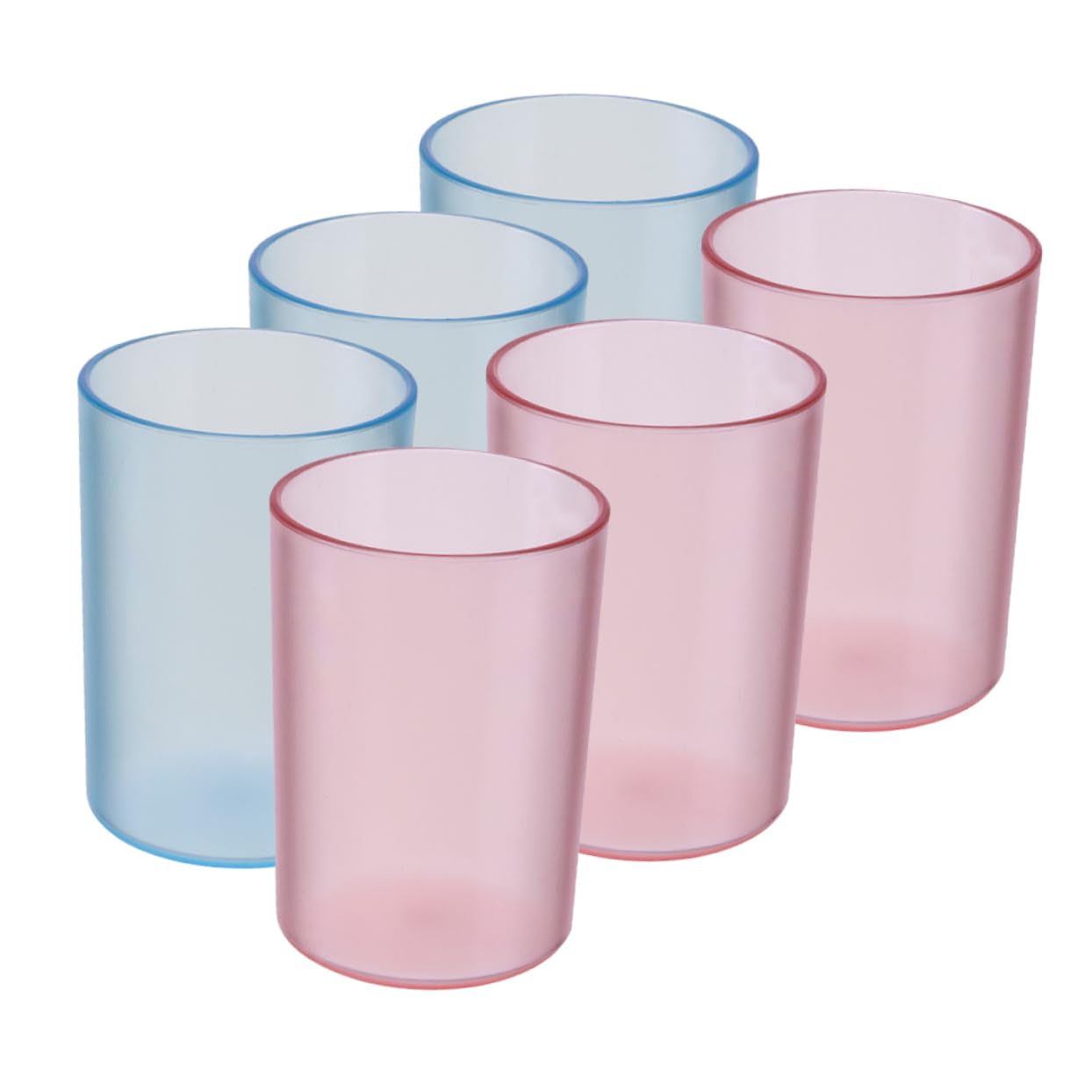 FONDOTIN 6pcs Transparent Couples Toothbrush Cup Rounded Bathroom Tumbler for Mouthwash and Drinking Portable Holder for Travel Family Use