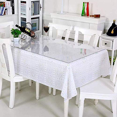 Wichemi Clear Table Cover Square Transparent Tablecloth Pvc Non-Slip Waterproof Wipeable Table Cloth Desk Protective Pad For Kitchen, Glass Table, Writing Desk (54 X 54 Inch, 1.5Mm) #TOP5