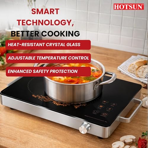 Image of HOTSUN Infrared Cooktop 2200W | Touch Control Panel | Timer & Boost Mode | Child Safety Lock | Fast & Even Heating | Compatible with Glass, Stainless Steel, Aluminium & Ceramic Flat Utensils