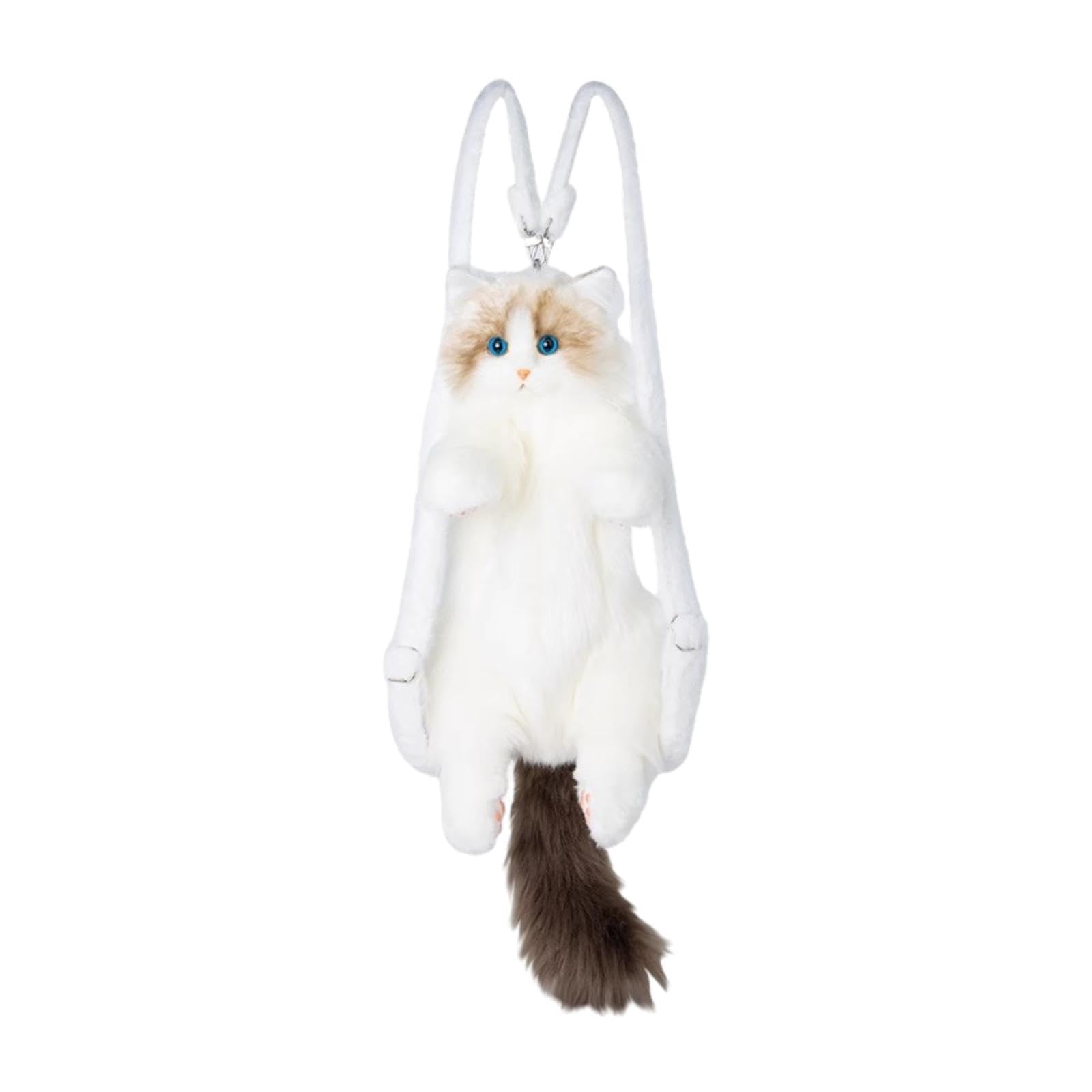 LOVIVER Zaino di peluche a forma di gatto carino, zaino da cartone animato per bambini, adolescenti, donne, regalo di compleanno, Senza Collare