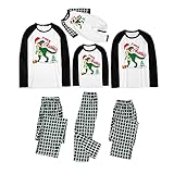 Fossen Pijamas Navidad Familia Invierno,Pijama Familiar a Juego Pijama de Mujer en Tallas Grandes a Cuadros Estampado de Alces Navidad Manga Larga Chándal Camisón Casual Homewear
