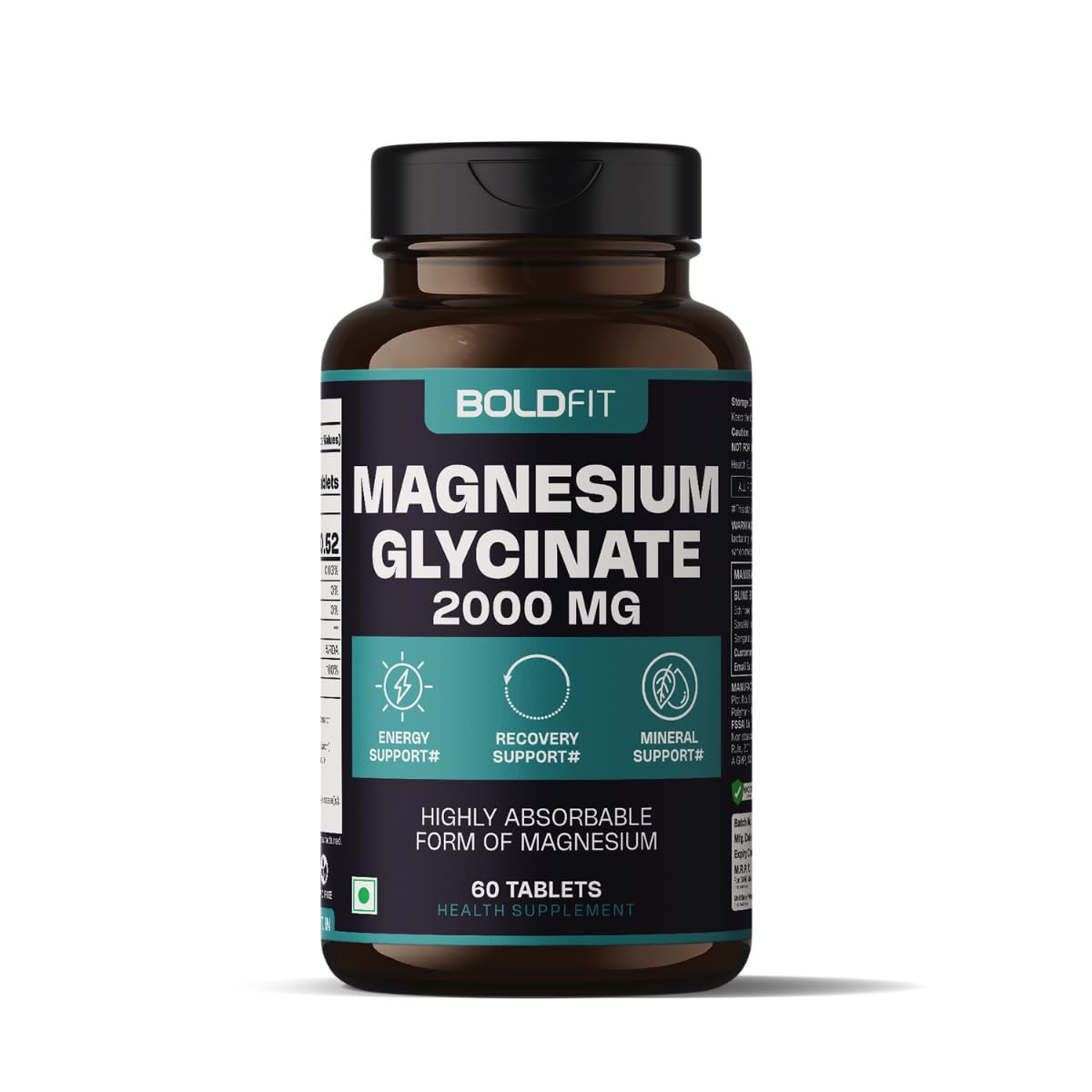 Boldfit Magnesium Glycinate Supplement High Absorption Magnesium Supplements 2000mg Per Serving for Bone & Muscle Health Provides Quality Sleep & Stress Relief - 60 Veg Tablets (B0CW1QNWYQ) Amazon Price History, Amazon Price Tracker