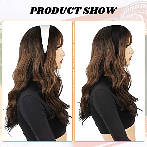 Deeka 2 Inch Wide Satin Headband For Women And Girls -White/Black #TOP2