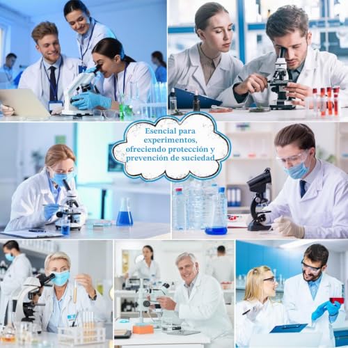 Miniatura 5 de Fahako Bata Laboratorio Mujer Hombre Bata Blanca Algodón Bata Medico Bata Blanca Laboratorio Disfraz Enfermera Manga Larga Bata Sanitarios Estudiantes Escuela Uniforme Con Bolsillos Botones, S