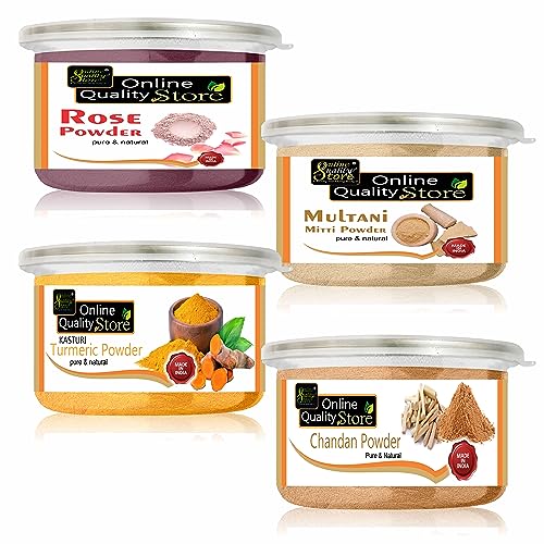 Image of Online Quality Store Multanimitti, Chandan, Kasturi Turmeric & Rose Powder Combo | Fuller Earth Bentonite Clay | Kasthuri Manjal Wild Turmeric Face Mask (500g)