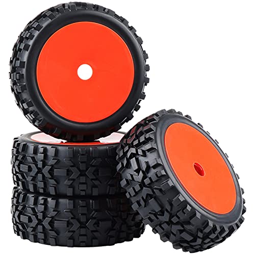 Rowiz RC Buggy Hex 17mm Wheels Concentric Soft Rubber Tires for 1:8 Off Road Buggy Red Pack of 4