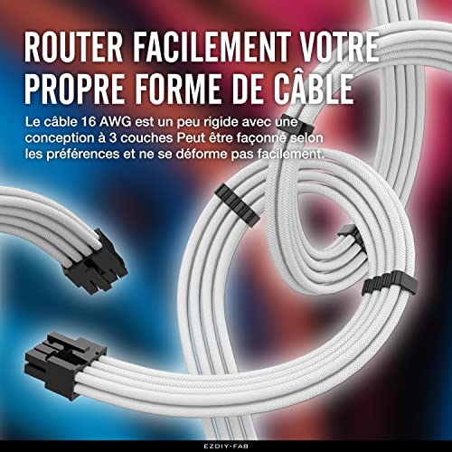 Cavo guainato - Prolunga cavo per alimentazione con guaina aggiuntiva a 24 pin a 8 pin a 6 pin 4 + 4 pin con pettini, bianco - Alimentatore - Immagine 2