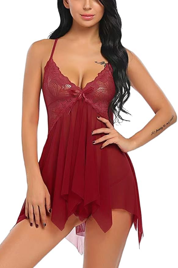 Women's Sexy Lingerie One Piece Teddy Bodysuit Floral Lace Babydoll