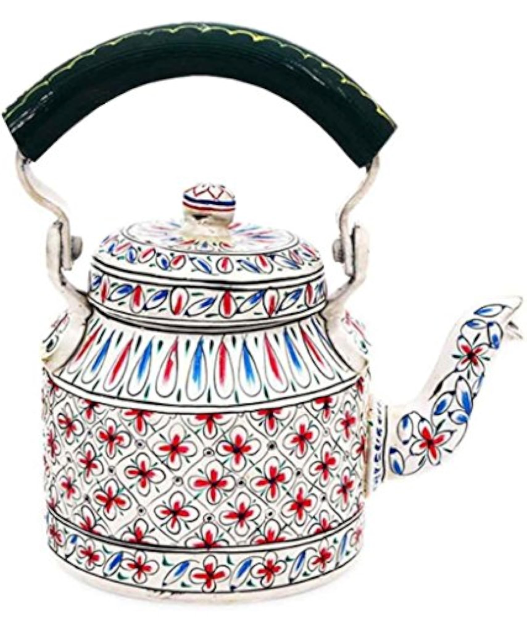 Handpainted Traditional Aluminium Colourful Decorative Tea Kettle