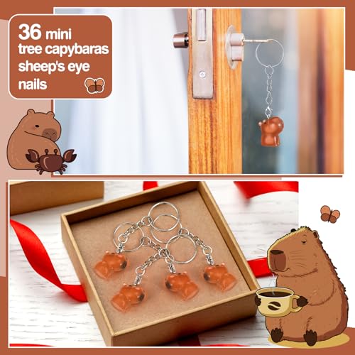 Image of Landical 36 Pcs Mini Capybara Resin Keychain Capybara Party Favor Keychains 3D Animal Pendant Figurine Accessories for Party