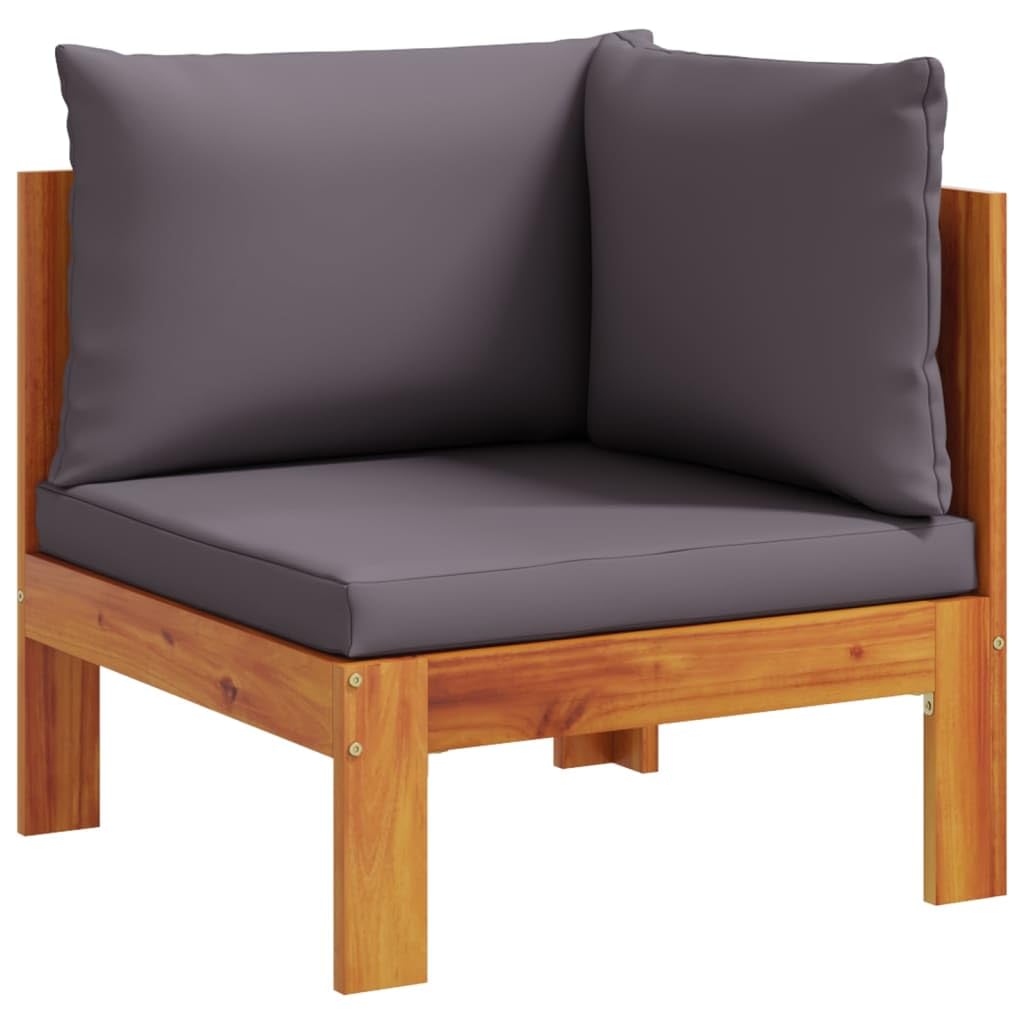 Gecheer Divano Angolare da Giardino, con Cuscini Sfoderabili e Lavabili, 68x68x64 cm, Legno Massello di Acacia, per Esterno e Terrazza