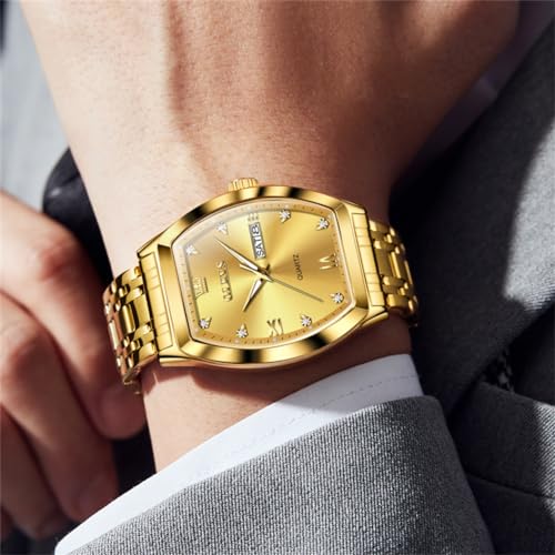 Image of OLEVS Men Watches Square Business Dress Diamond Analog Quartz Date Luxury Watch for Men Casual Stainless Steel Waterproof Luminous Wrist Watch