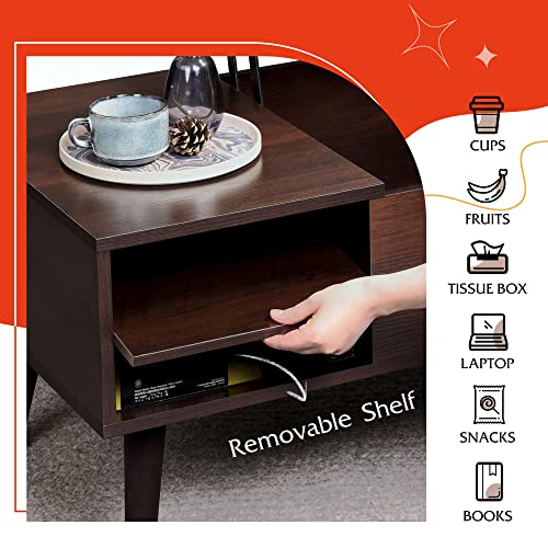 Image of WLIVE Lift Top Coffee Table with Hidden Storage, Adjustable Shelf, Espresso | Mid Century Modern Wooden Coffee Table, for Dining /Living Rooms /Offices; 39.4 inchW x 19.7 inchD x 16.9 inchH