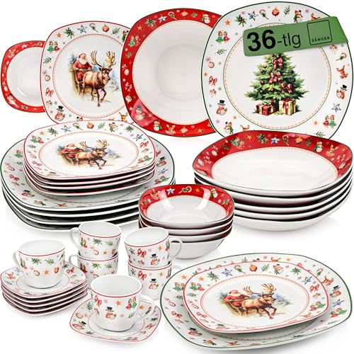 SÄNGER | Kombiservice Bilgola Christmas mit Weihnachtsmotiven, 36-tlg...