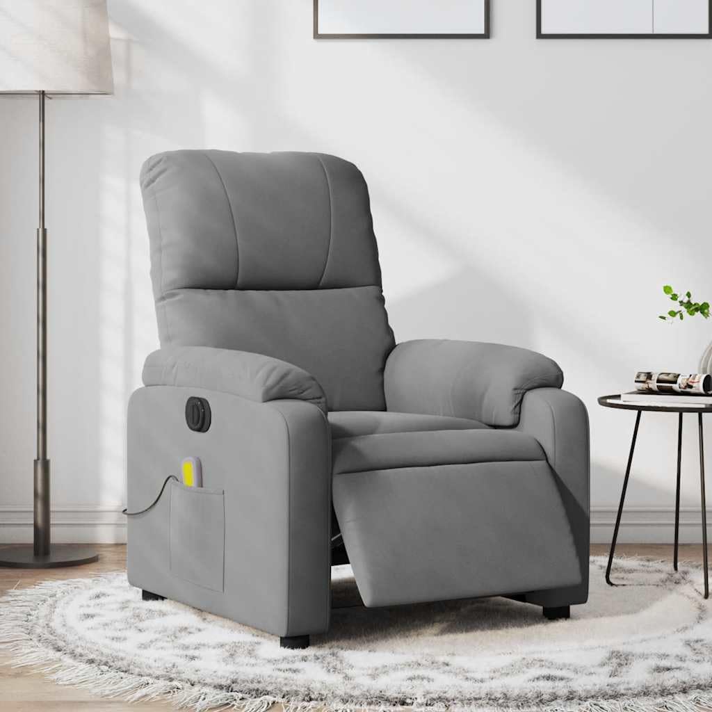Massagesessel Elektrisch Dunkelgrau Mikrofasergewebe Relaxsessel Massagesessel Fernsehsessel Liegefunktion Elektrisches Neigungssystem