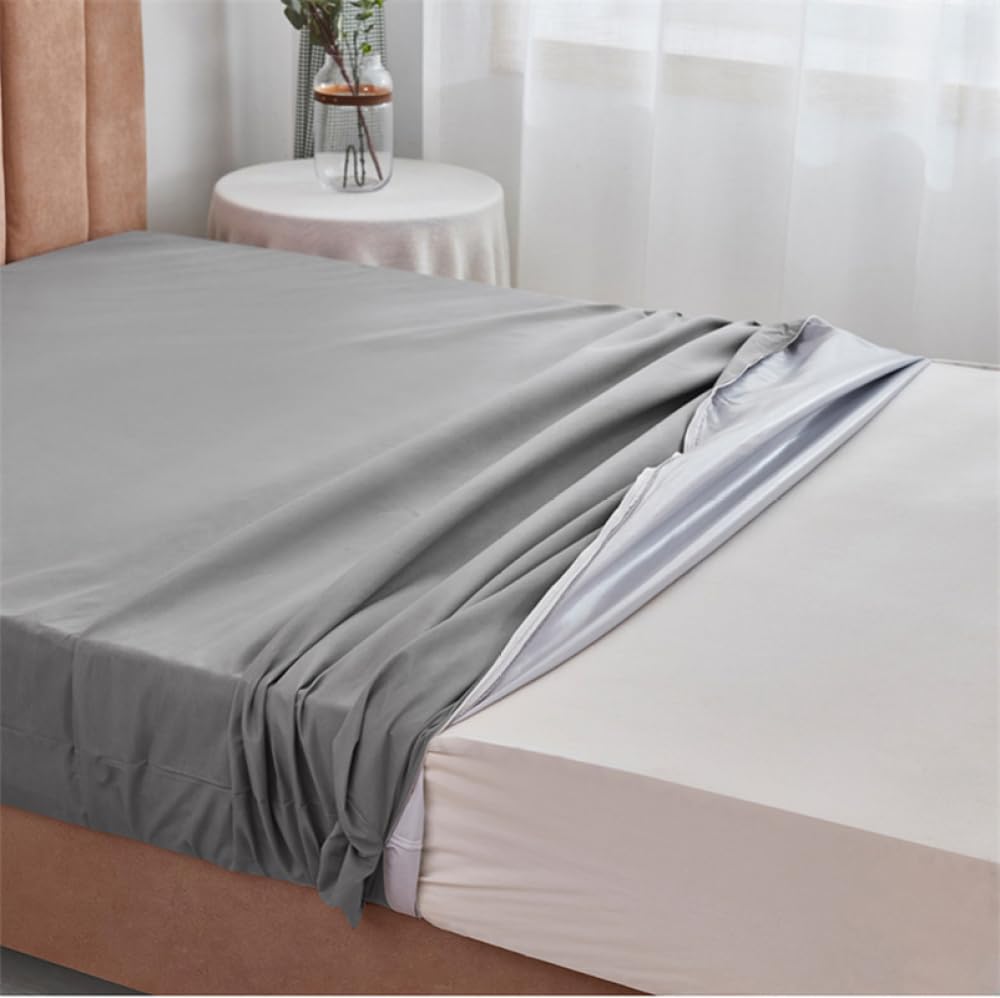 Extra tiefer Taschenmatratzenbezug, atmungsaktives Spannbetttuch, 6-seitiger Schutz, grau, 120 x 200 x 30 cm, ideal zur Linderung von Allergien und Bettwanzen