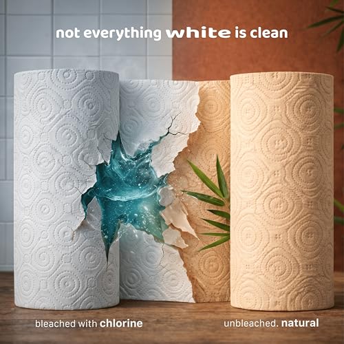 Image of Bamboo Kitchen Tissue Paper Roll 320 Pulls (80 Pulls x 4 Rolls) | 2 Ply Kitchen Towel Roll | Unbleached & Food Safe Kitchen Tissue | High Absorbency Kitchen Roll | Eco-Friendly Tissue Roll