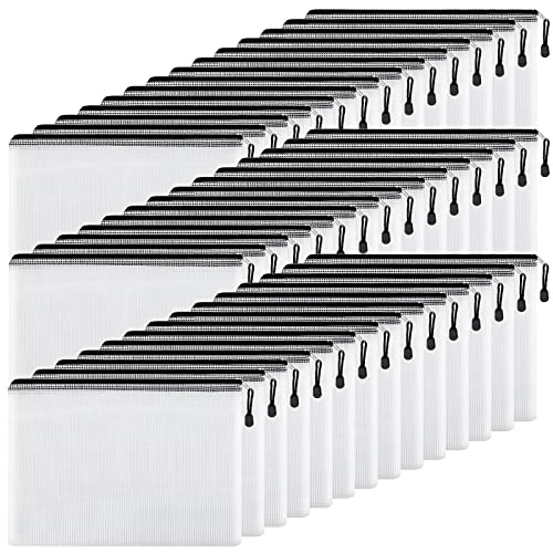 Image of EOOUT 42pcs Mesh Zipper Pouch, Black Waterproof Zipper Bags for Organizing Storage, Letter Size /A4 Size Puzzle Bag, Zipper File Bags for Board Games and School Office Supplies