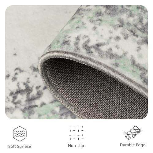 Image of 8x10 Area Rugs, Abstract Modern Ultra Soft Washable Rug, Non Slip Carpet with Rubber Back Stain Resistance Rugs for Living Room, Bedroom, Dining Room Decor(Light Green /Cream)