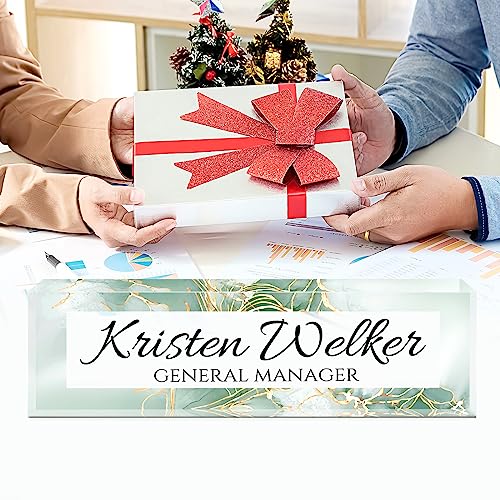 Image of Name Plate for Desk, Desk Name Plate Personalized, Office Decor for Women Men, Acrylic Desktop Accessories, Office Appreciation Gifts for Boss Social Workers Nurse Teacher Employee (Green /Gold)