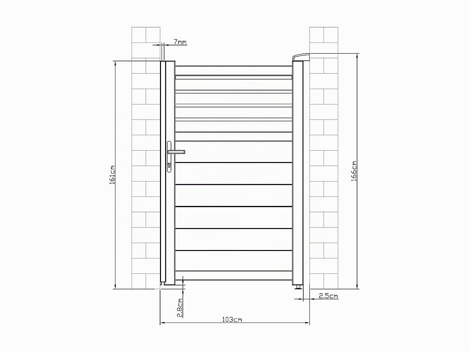Vente-unique - Portillon battant aluminium persienné L103 x H166 cm anthracite - VIAZO