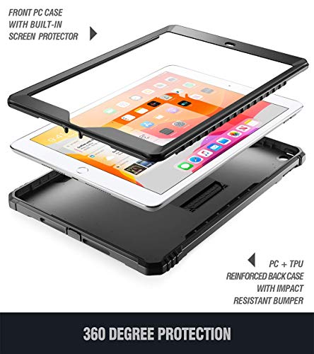 Poetic Revolution Case Designed For Ipad 10.2 9Th Generation (2021) / 8Th Gen (2020) /7Th Gen (2019) Case, Full-Body Rugged Shockproof Protective Cover With Kickstand Built-In Screen Protector, Black #TOP2