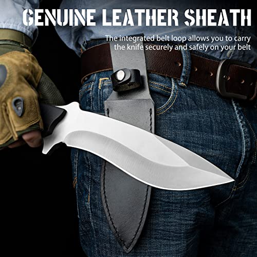 Nedfoss Kukri Survival Knife With Sheath, 11.5'' Full Tang Fixed Blade Bushcraft Hunting Knife With G10 Handle For Outdoor, Camping And Survival, Camping Gifts For Men #TOP4