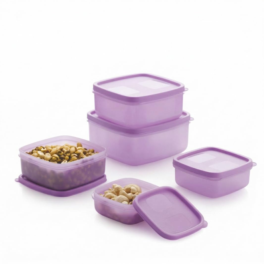 Mastercook Airtight Food Storage Containers Set of 5, Violet | BPA-Free Leak-Resistant Stackable Kitchen & Fridge Containers for Tiffin, Snacks & Pantry Storage.-image-7