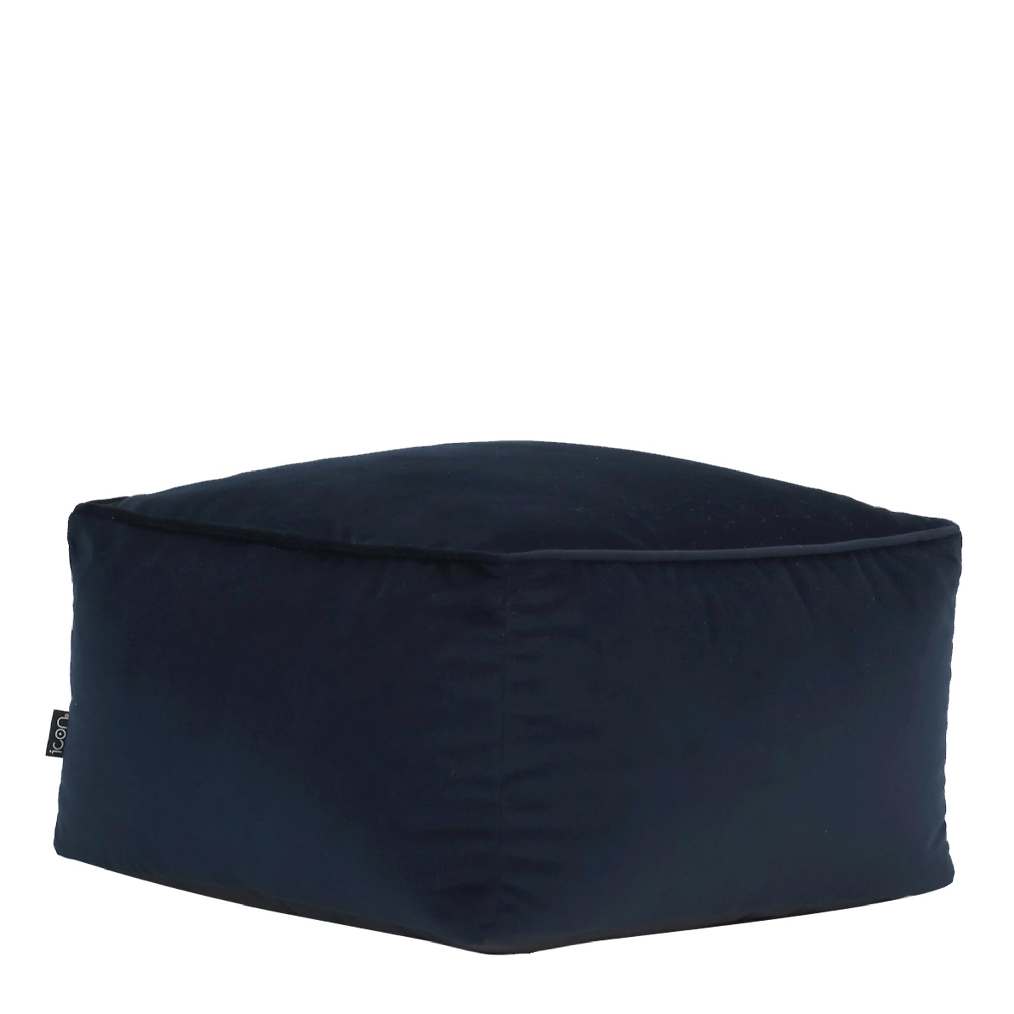 icon Amara Velvet Bean Bag Footstool, Midnight Blue, Pouffe Footstool with Filling Included, Footrest, Bedroom, Living Room, Living Room Furniture