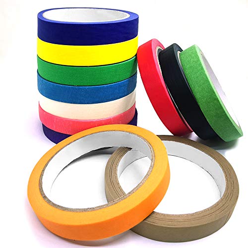 12 Pack Colored Masking Tape, DaKuan Colored Painters Tape, Craft Tape, Labeling Tape, Paper Tape, Colored Tape, Artist Tape, for Art Lab Labeling & Classroom Decorations- 22 Yard x 1 Inch